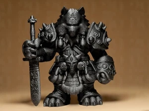 12cm Warrior Minis - WOLF, Sculpture Statuette, Decorative Figurine - Picture 1 of 5