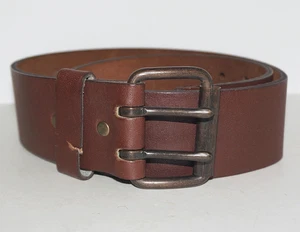 Men's Vintage SALVATORI Brown Leather 2" Wide Belt 32" * KEEPER DAMAGE - Picture 1 of 9