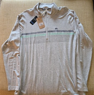 Travis Mathew Twist Of Lime Grey Eco Collection 1/4 Zip Pullover Mens XL  - Image 1 of 4