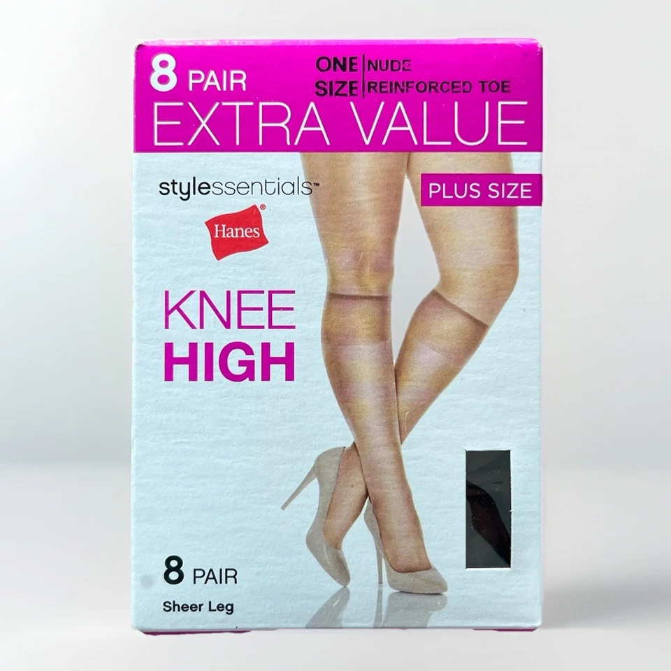 48 Pair Hanes Style Essentials Knee High Nude Plus Size - RC 5889