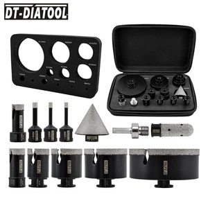 12pcs Diamond Drill Bit Tile Marble Granite Hole Saw Chamfer Milling Bit Adapter - Picture 1 of 6
