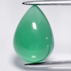 π 4.60ct 12.5x9mm Pear Cabochon Natural Green Chalcedony - Africa Gemstone - Picture 1 of 4