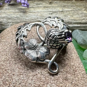 NEW Solid Sterling Silver Thistle & Shamrock Brooch Irish Scottish Ladies Pin - Picture 1 of 10