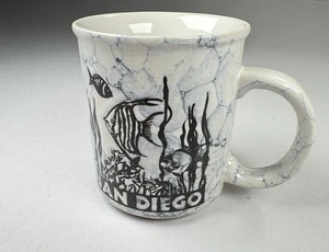 San Diego Bubble Glaze Fish Souvenir Mug Ocean Scene Ceramic 10–12 oz - Picture 1 of 5