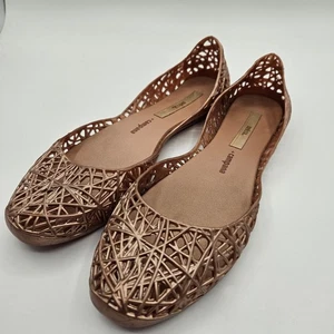 Zapatos planos Melissa + Campana oro rosa metalizado gelatina para mujer 7 EUR 38 Brasil” - Imagen 1 de 6