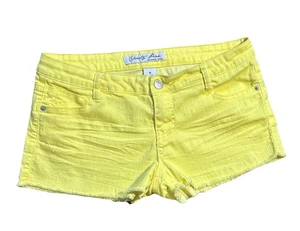 Celebrity rosa hoch geschnitten hellgelbe Shorts roher Saum Größe 9 - Bild 1 von 4