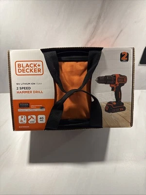BLACK+DECKER Hammer Cordless Drill with Battery Charger and Carry Bag 18V - Image 1 of 4
