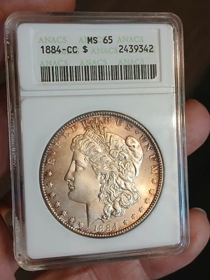 Dólar de plata Morgan 1884 CC - ANACS - MS 65 TÓNER Foto 1 de 4