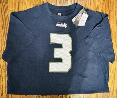 Camiseta Seattle Seahawks Russell Wilson #3 NFL Grande y Alta 4X Azul Marino Nueva con Etiquetas Foto 1 de 4