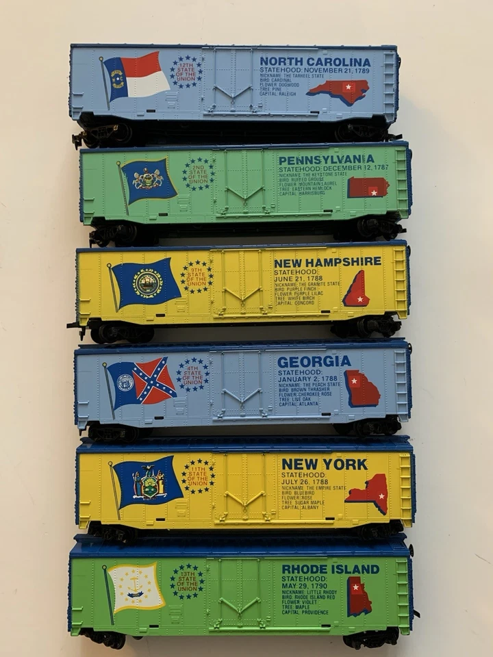 Tyco HO Scale Lot Of 6 Statehood 50' Boxcars (J) - Image 1 of 4