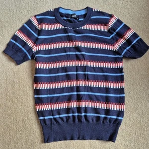 Dotti Navy Red Blue White Striped Jumper Short Sleeve Size XS - Picture 1 of 7