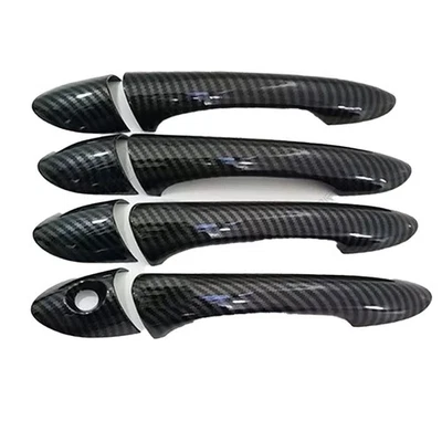 Cubiertas de manija de puerta estilo fibra de carbono negro brillante para Hyundai para Sonata Foto 1 de 4
