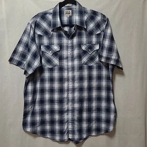Vintage Ely Cattleman Mens Sz XLT Pearl Snap Western Short Sleeve Plaid Shirt - Picture 1 of 9