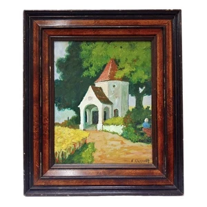 Charming Vintage Oil Painting – Signed E. Riegert, Framed Pastoral Scene - Picture 1 of 8