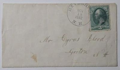 HAVERHILL NEW HAMPSHIRE 1882 Cover to DPO GROTON NH R3 transit Backstamp C Blood - Image 1 of 2
