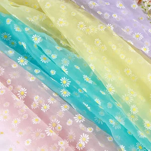 Daisy Flower Organza Lace Fabric Floral Print Lace for Party Dress Costumes - Picture 1 of 10