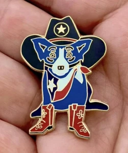 George Rodrigue Kunst Texas Cowboy einsamer Stern Hut blau Hund Mini Anstecknadel Krawatte Tac! - Bild 1 von 5