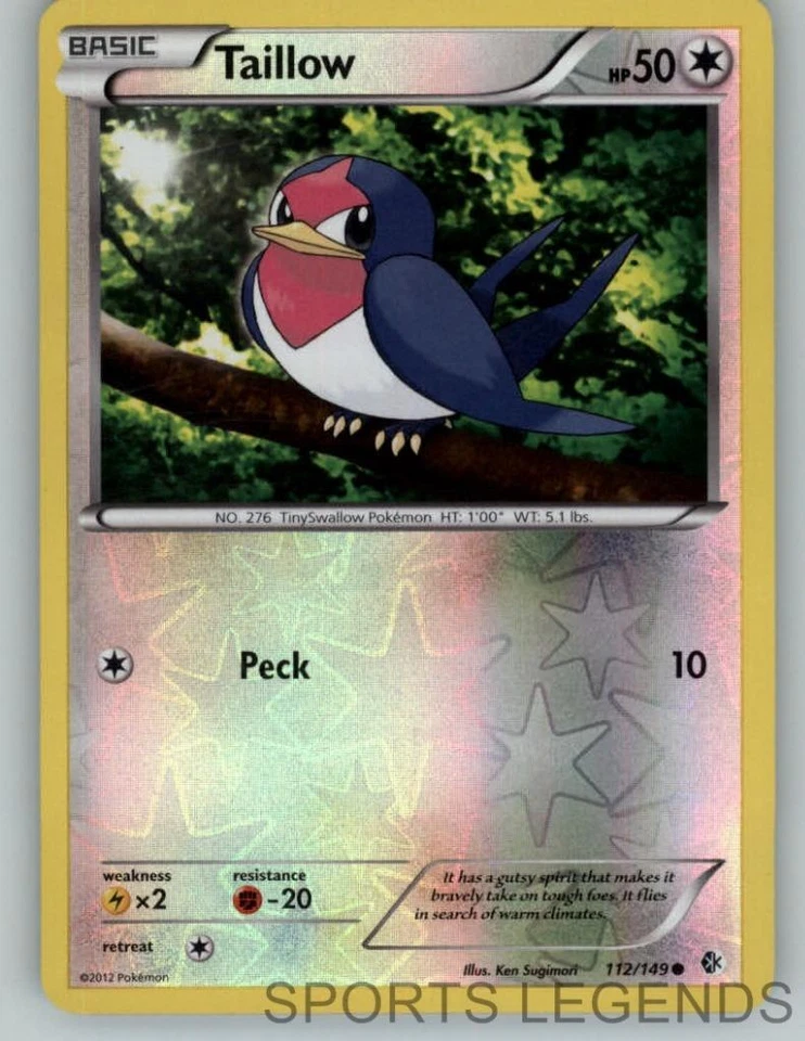 2012 pokemon Boundaries Crossed reverse holo Taillow 112/149 - Image 1 of 1