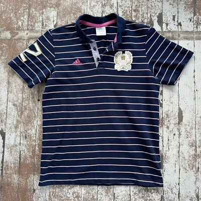 Adidas London Olympics 2012 Polo Shirt Womens S Navy Blue Stripe Short Sleeve - Image 1 of 4