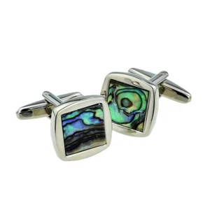 Abalone Shell Rounded Square Design Cufflinks Presented in a Box X2AJ407 - Picture 1 of 1