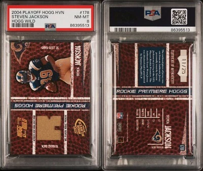 2004 Playoff Hogg Heaven Rookie Premiere Jersey /25 Steven Jackson PSA 8 NM-MT - Image 1 of 3