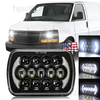 5x7" 7x6" LED Headlight Hi/Lo Beam Halo for GMC Savana 1500 2500 3500 Safari Van - Image 1 of 4