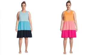 Terra & Sky Women's Plus Size Tiered Tank Dress Multicolor Multisize NWT - Picture 1 of 13