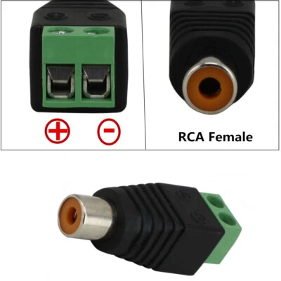 100 RCA Phono Female To Video AV Screw Audio Terminal Solderless Balun Connector - Image 1 of 4