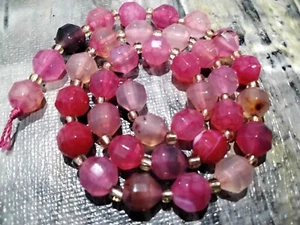 Natural Agate Energy Prism, Faceted Barrel, 8mm, Hot Pink, Dyed, Approx 34pcs - Picture 1 of 2