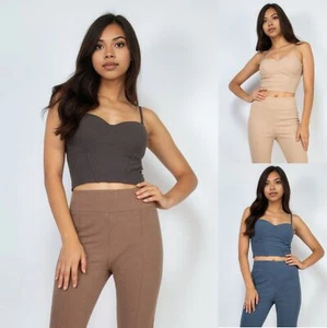 Women's Sweetheart Crop Top Corset Bustier Cami Tank Adjustable Spaghetti Straps - Picture 1 of 24