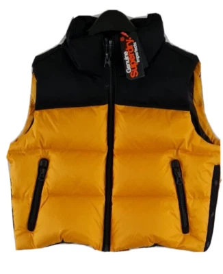 Superdry Womens Expedition Down fill Padded Gilet Black/Yellow - Image 1 of 4