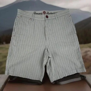 Tommy Bahama Men’s 33 Shorts Seersucker Chino Striped Prep Cotton Blue/Tan - Picture 1 of 8