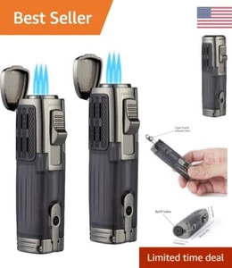 Premium High-Quality Multi-Functional Torch Lighter with Cigar Punch - 2 Pack - Picture 1 of 8