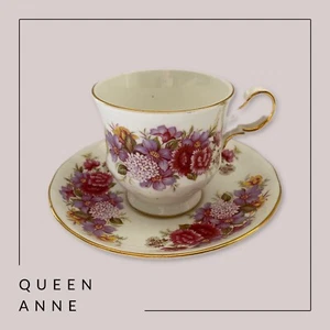 Queen Anne Bone China Teetasse und Untertasse Set England Neuwertig - Bild 1 von 8