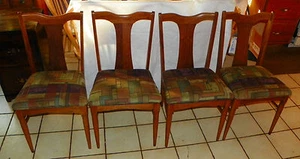 Set of 4 Walnut Mid Century Dinette Chairs / Sidechairs (DC36) - Picture 1 of 8