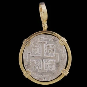 Atocha versunkener Schatz Schmuck - 8 echte ovale Silbermünzen Anhänger - Bild 1 von 5