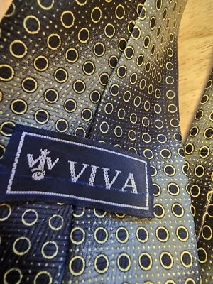 Corbata Viva para hombre gris lunares negros 100 % poliéster  Foto 1 de 4