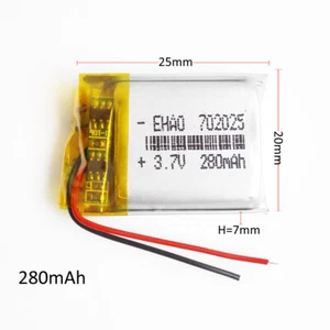 3,7 V 280mAh Lipo Wiederaufladbarer Akku für MP3 Massagegerät Armband Selfie 702025 - Bild 1 von 6