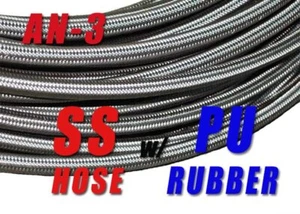 AN-3 AN3 3AN (1/8") Stainless Steel Braided Fuel Hose Oil Brake Line 20ft New - Picture 1 of 6