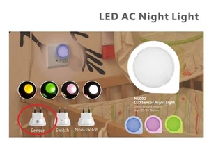 Lámpara de seguridad LED enchufable de la UE luz nocturna ahorro de energía sensor automático habitación bebé rosa - Imagen 1 de 6