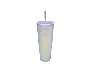 NEW Starbucks 2022 Spring Soft Touch White Frosted Pearl Grid Iridescent Tumbler - Picture 1 of 1