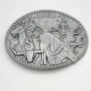 Vintage Western Gürtelschnalle Longhorn Cattle Zee Serie Award Design Metalle - Bild 1 von 10