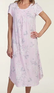 Nwt $66 Miss Elaine Pink FLORAL BOUQUET Cap Sleeves 48" LONG Ballet Nightgown 2X - Picture 1 of 7