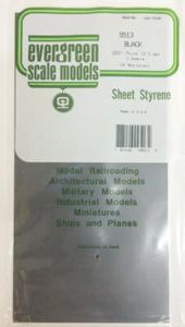 Evergreen Black Styrene Sheet (Size: 6" x 12"; Thickness: .02"/0.50mm) 3pcs - Picture 1 of 1