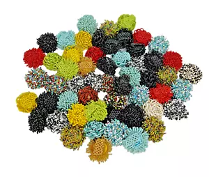 Multiple Color Assortment of Beaded Rings. Lot of 10 Rings of Varied Colors - Picture 1 of 3
