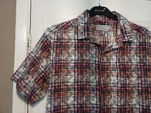 Men's TU Shortsleeved Multicoloured Check Summer Cotton Shirt Size M - Picture 1 of 6