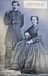 Illustrazione d'epoca 1912 generale George McClellan con sua moglie - Foto 1 di 3