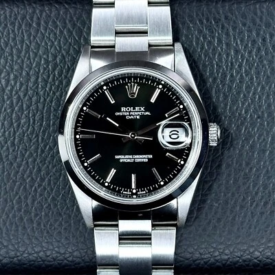 Rolex Oyster Perpetual SS Black Index Dial Smooth Bezel Oyster Band 34mm 15200 - Image 1 of 4