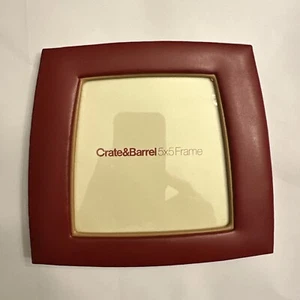 Crate And Barrel 5x5” Red Roman Leather Milano Picture Frame New - Picture 1 of 2
