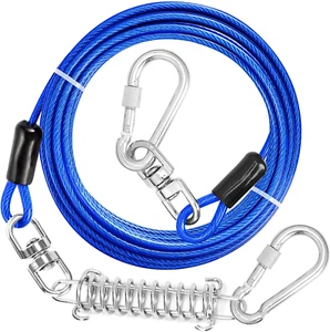 Dog Tie Out Cable, 10/15/20/30/40/50/70/100/150FT Dog Runner Cable with Swivel H - Picture 1 of 7